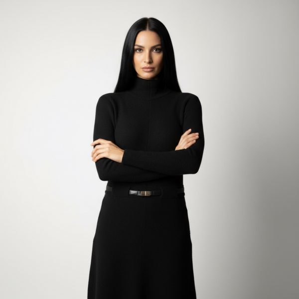 Kaschmir-Kleid mit Stehkragen – 100 % reiner Kaschmir