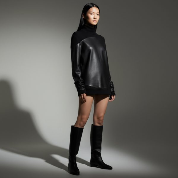 Pullover aus waschbarem Leder und Kaschmir