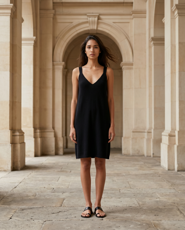 Deep V Cashmere Dress