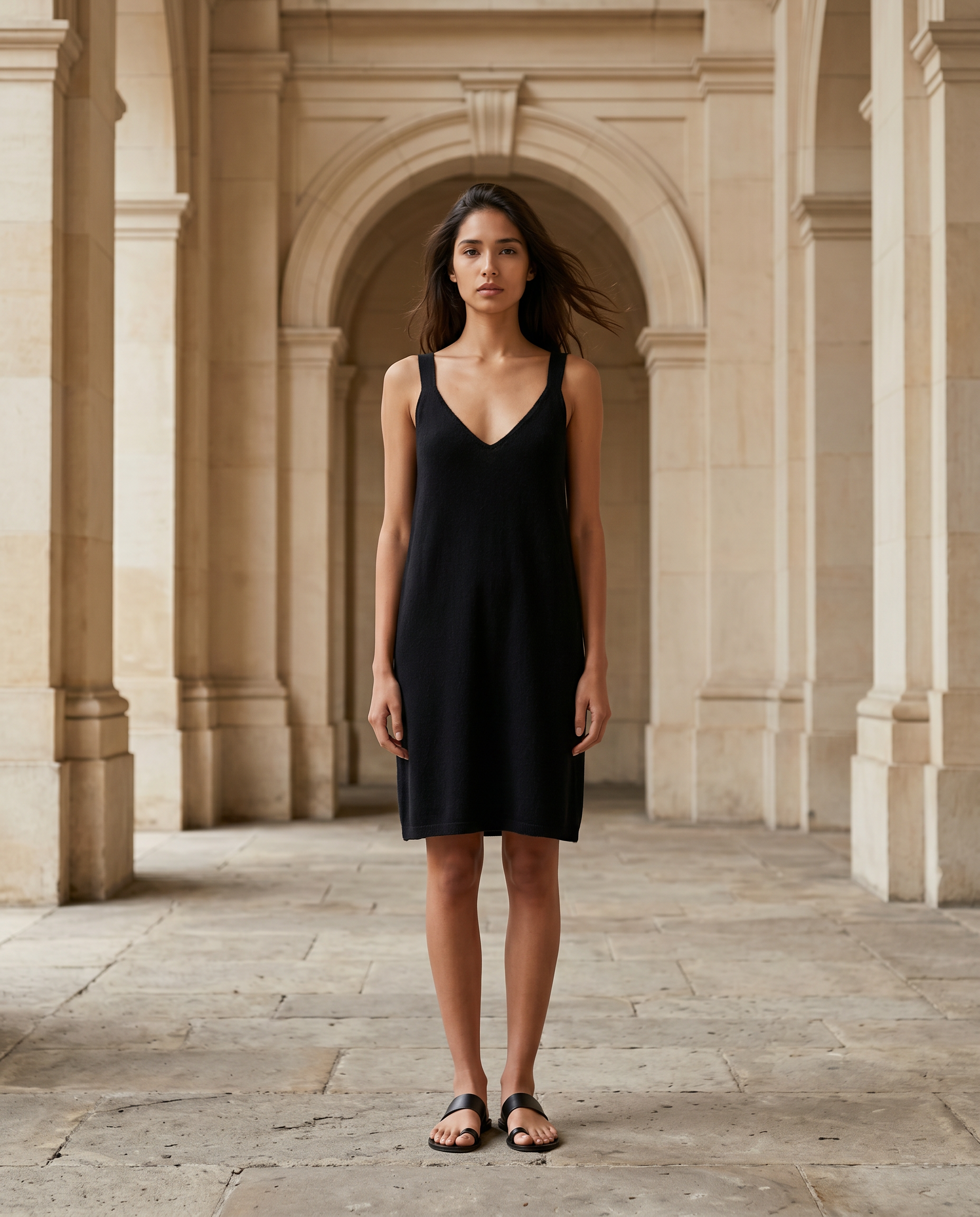 Deep V Cashmere Dress