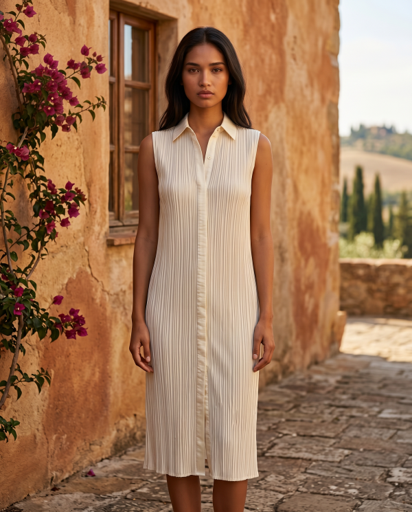 Pleated Silk Dress