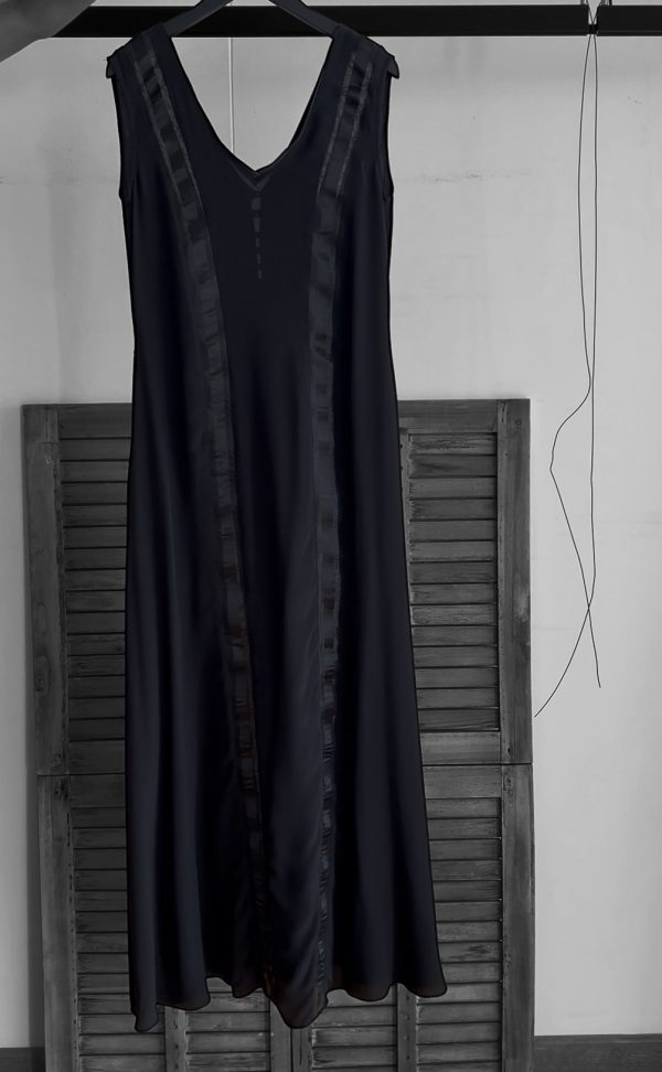 Seidenkleid mit Ledereinsatz XS