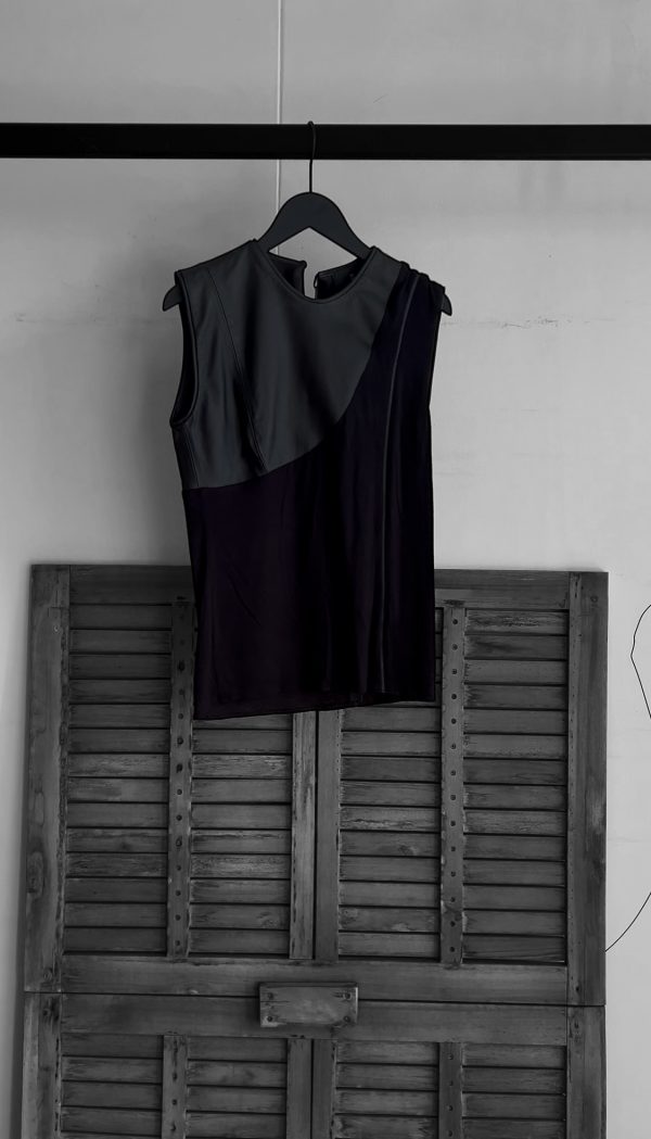 Jerseytop mit Leder XS
