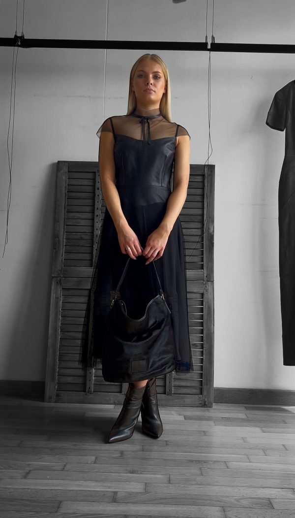 Lederkleid mit Tuell und Spitze S