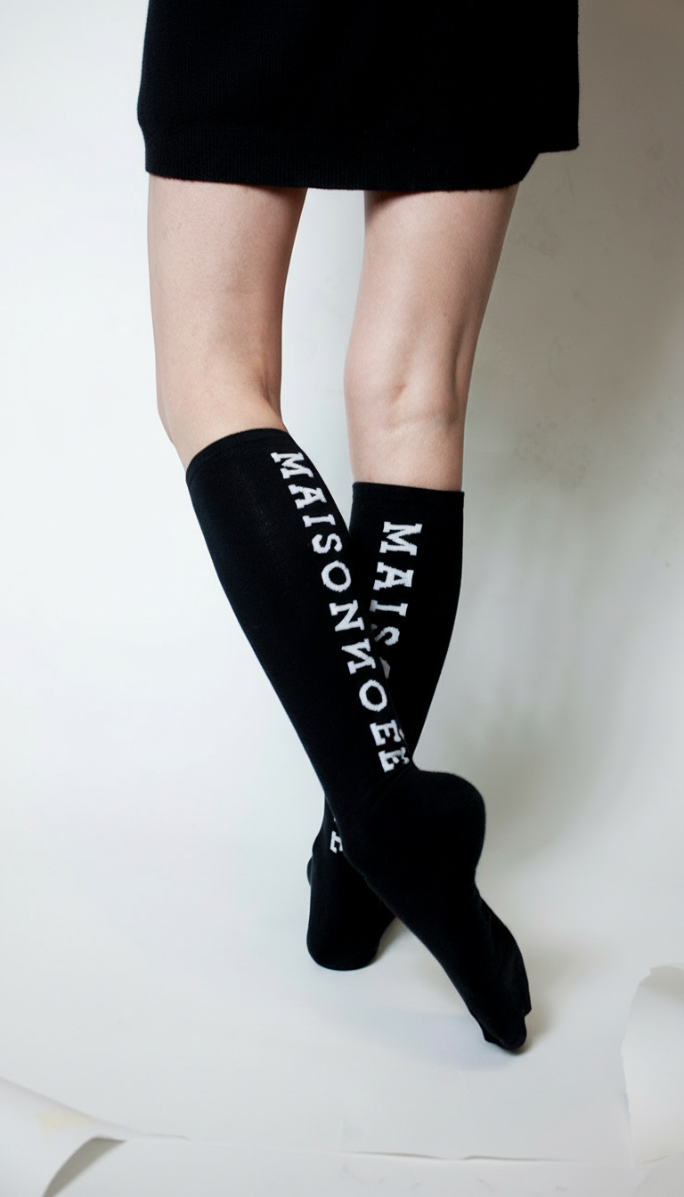 Maisonnoée Logo-Kniestrümpfe – reine Baumwolle